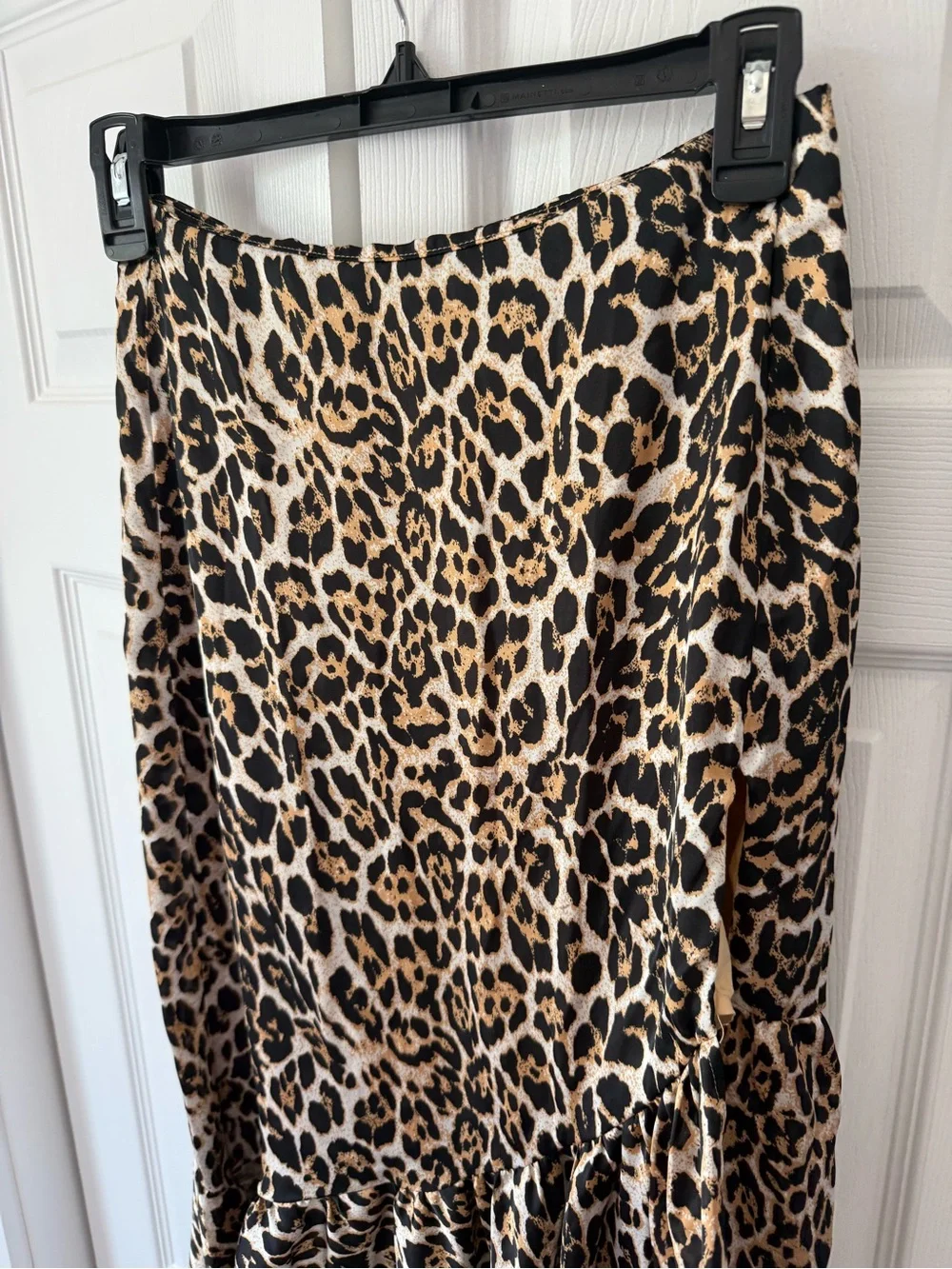 superdown Leopard Print Asymmetrical Ruffle Midi Skirt - Brown/Black